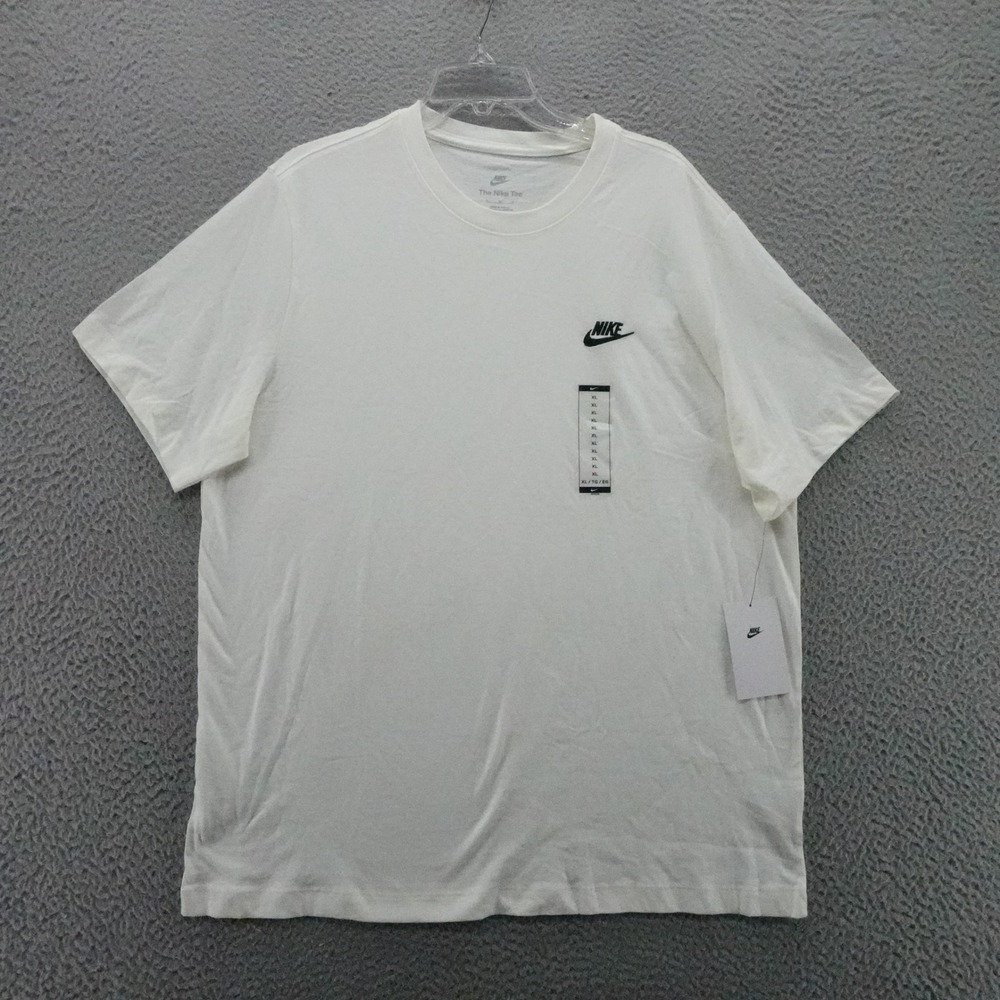 Nike Mens Club Sportswear Futura Embroidered Logo T Shirt White XL NEW